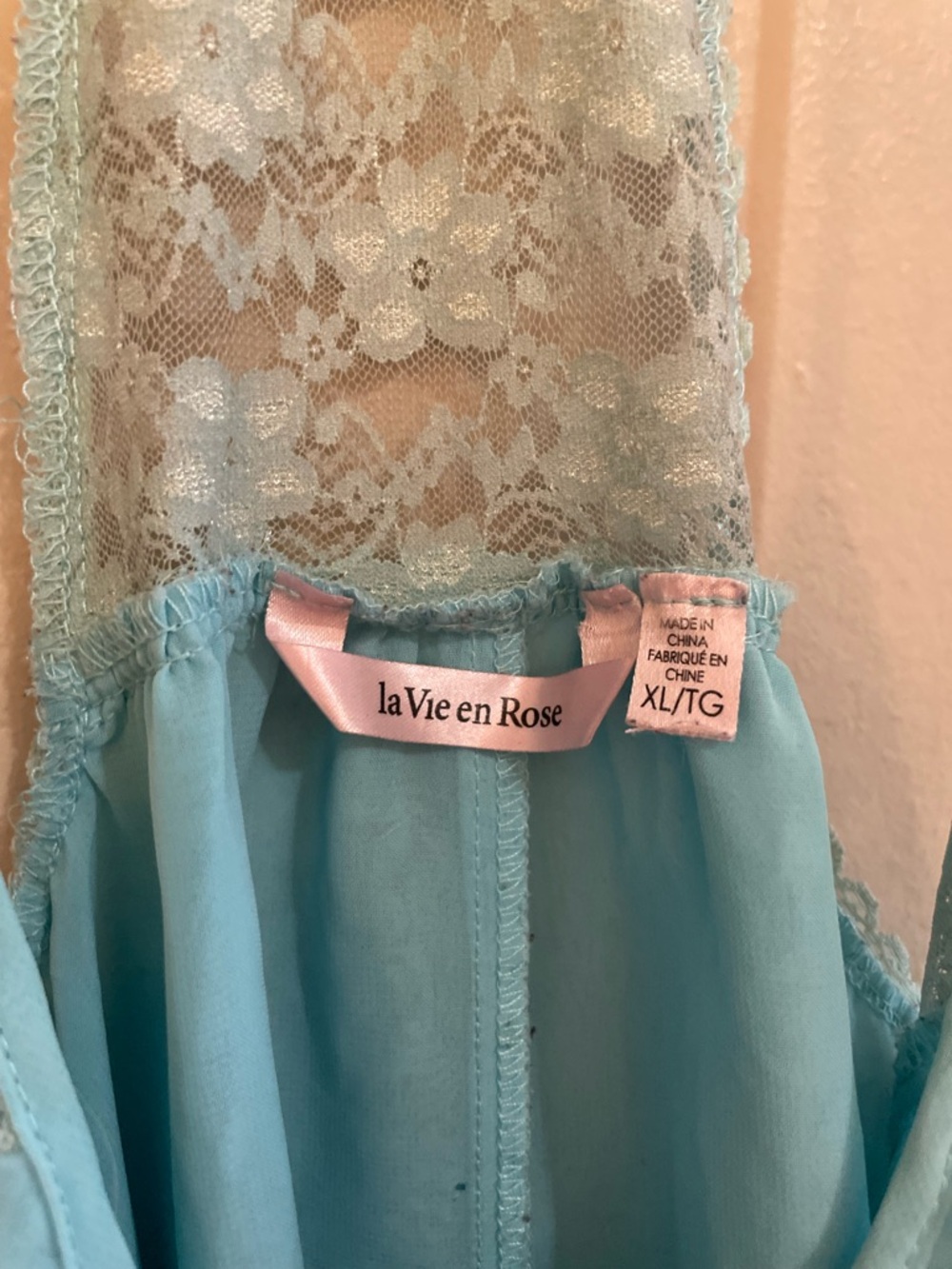 4/$20➡️ La Vie En Rose Aqua Blue Lace-Back Chemise – Size XL Fair *Flaw - Picture 6 of 15